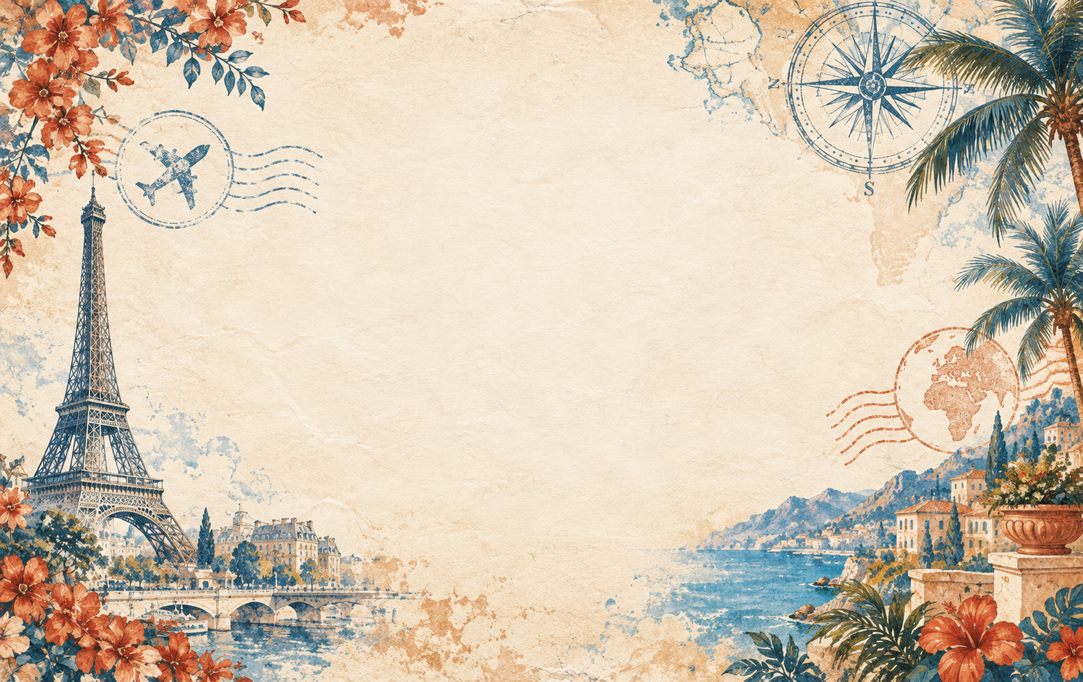 Passport Stamps Vintage Panorama front option