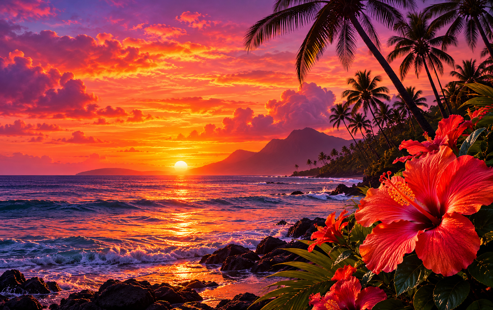 Sunset Hibiscus front background